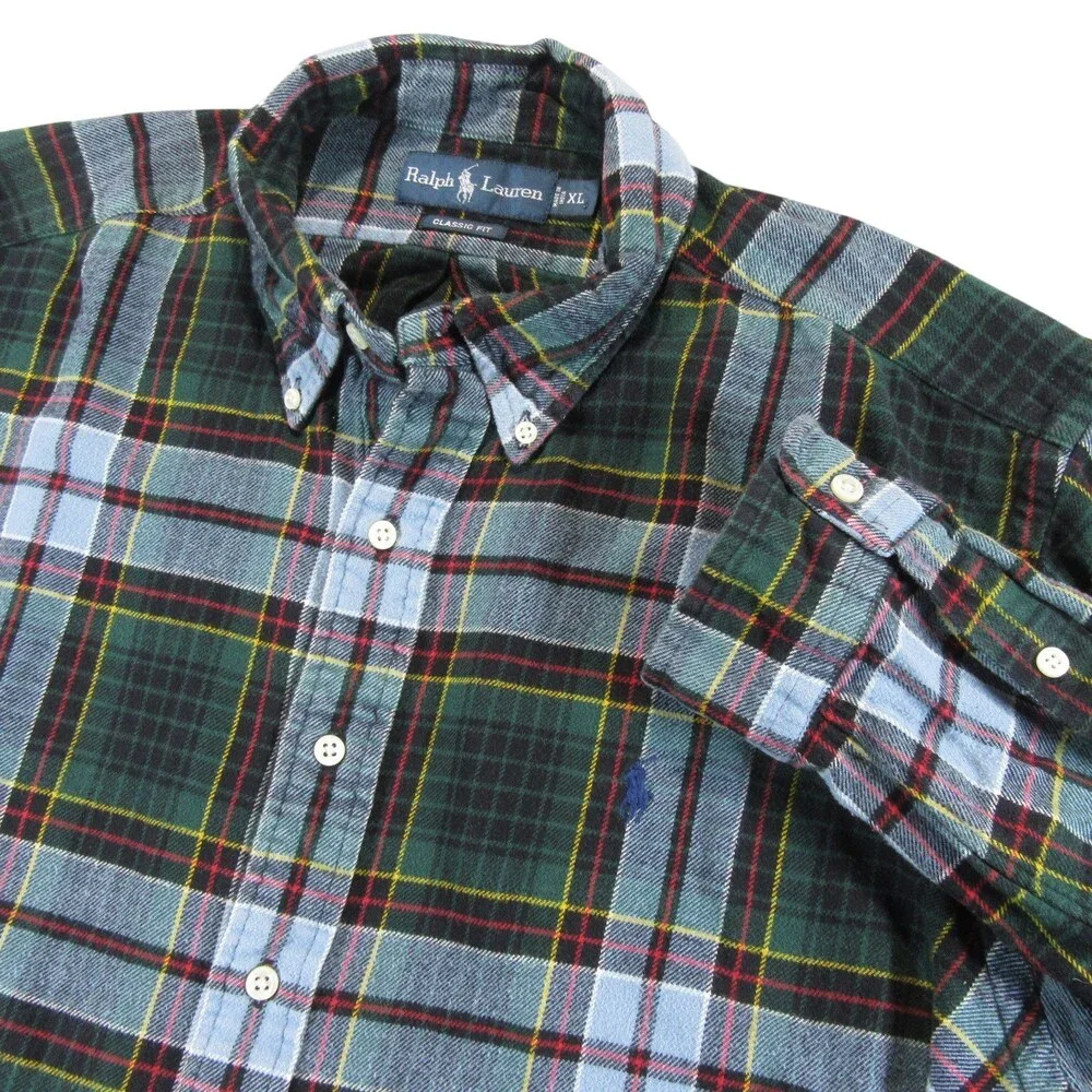 Polo Ralph Lauren‎ Mens Button Down Flannel Shirt XL Classic Fit Multicolored